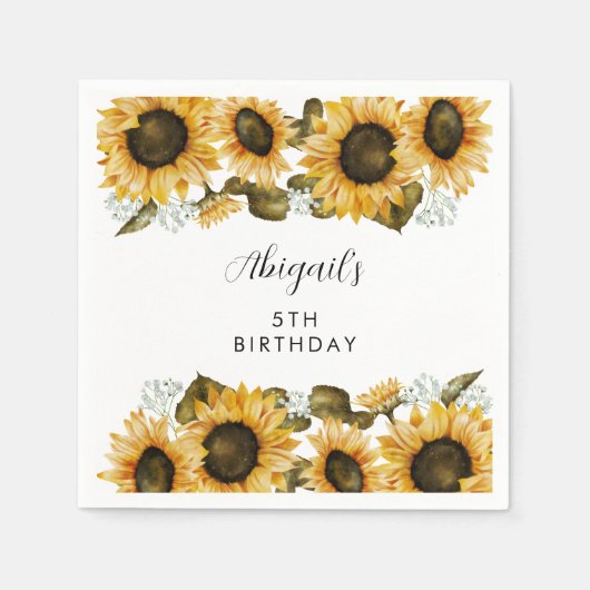 Rustige Zonnebloem Birthday Party Servet (Voorkant)