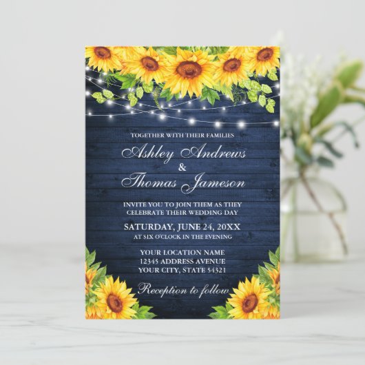 Rustige zonnebloem Blauwe houtskaarten Kaart (Staand voorkant)