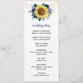 Rustige zonnebloem Blue Floral Wedding Programma (Achterkant)
