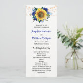 Rustige zonnebloem Blue Floral Wedding Programma (Staand voorkant)