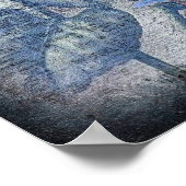 Rustige zonnebloem Boterfly Blue Ephemera Grunge Poster (Hoek)