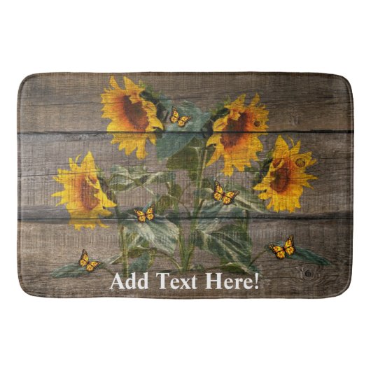 Rustige zonnebloem Butterflies Barn Board Badmat (Voorkant)