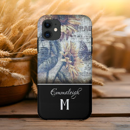 Rustige zonnebloem Butterfly Ephemeral Monogram iPhone 11 Hoesje
