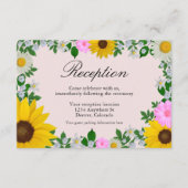Rustige zonnebloem Daisy Floral Wedding Reception Informatiekaartje (Voorkant)