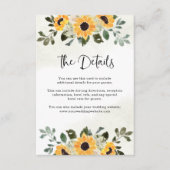 Rustige zonnebloem | Details Waterverf bruiloft Informatiekaartje (Voorkant)