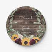 Rustige zonnebloem en Rozen Hout Weddenschap Papieren Bordje (Voorkant)