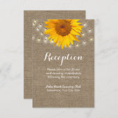 Rustige zonnebloem en tapelucht Burlap-ontvangst Informatiekaartje (Voorkant / Achterkant)