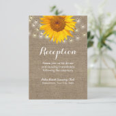 Rustige zonnebloem en tapelucht Burlap-ontvangst Informatiekaartje (Staand voorkant)