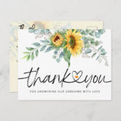 Rustige zonnebloem Eucalyptus Baby shower Dank u w Briefkaart (Voorkant / Achterkant)