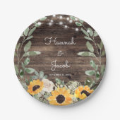 Rustige zonnebloem Eucalyptus Barn Wood Papieren Bordje (Voorkant)