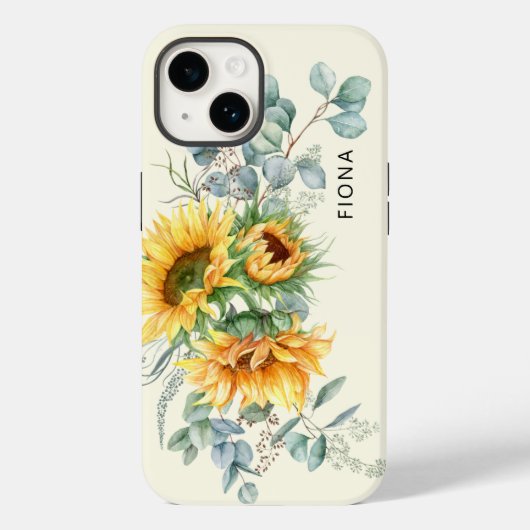 Rustige zonnebloem Eucalyptus Greenery, gepersonal Case-Mate iPhone Case (Achterkant)