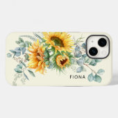 Rustige zonnebloem Eucalyptus Greenery, gepersonal Case-Mate iPhone Case (Achterkant (horizontaal))