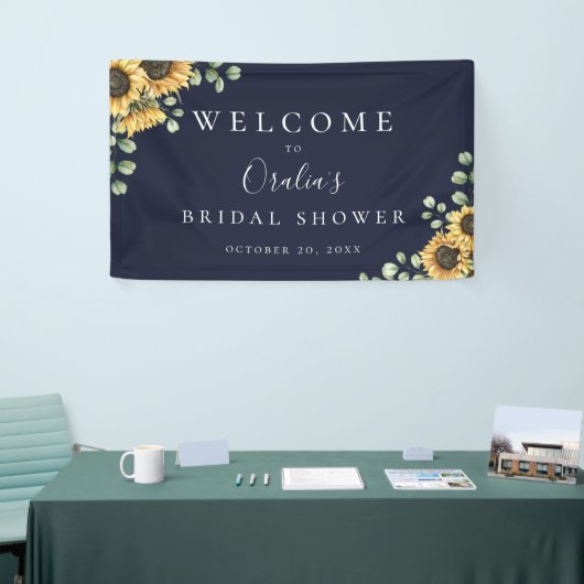 Rustige zonnebloem Eucalyptus Navy Blue Spandoek (Beurs)