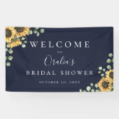 Rustige zonnebloem Eucalyptus Navy Blue Spandoek (Horizontaal)