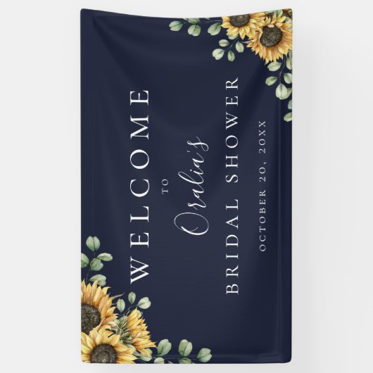 Rustige zonnebloem Eucalyptus Navy Blue Spandoek (Verticaal)