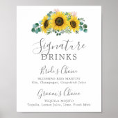 Rustige Zonnebloem Eucalyptus Ondertekening Drink Poster (Voorkant)