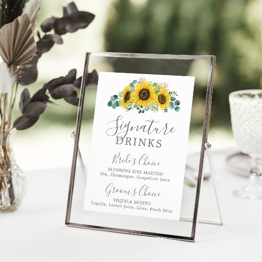 Rustige Zonnebloem Eucalyptus Ondertekening Drink Poster