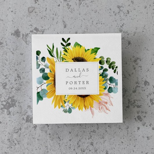 Rustige zonnebloem Eucalyptus Wedding Servet