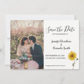 Rustige zonnebloem, florale foto, bruiloft land save the date (Voorkant)