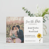 Rustige zonnebloem, florale foto, bruiloft land save the date (Staand voorkant)