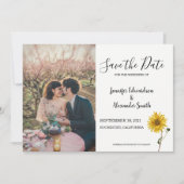 Rustige zonnebloem fotoland save the date (Voorkant)