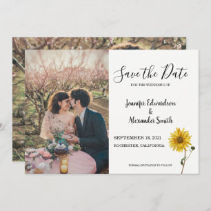 Rustige zonnebloem fotoland save the date