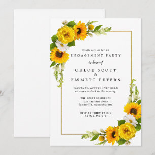 Rustige Zonnebloem Gele Floral Engagement Party Kaart