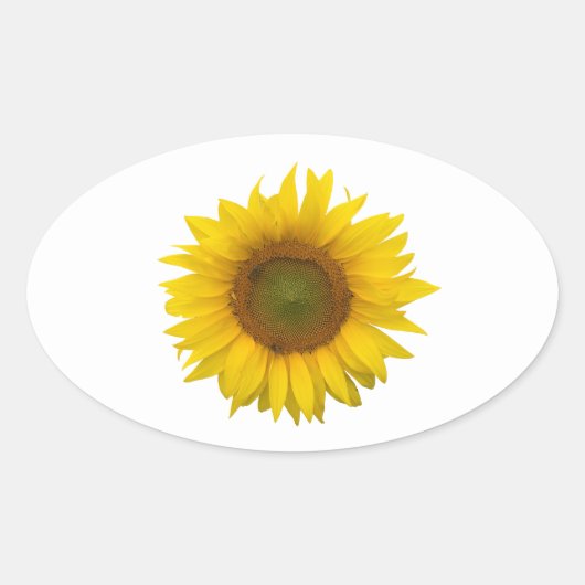 Rustige Zonnebloem Gele Floral Ovale Sticker (Voorkant)