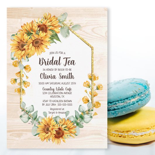 Rustige zonnebloem Geometric Barnwood Bridal Tea Kaart