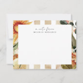 Rustige zonnebloem - gepersonaliseerde banketbakke notitiekaartje (Voorkant)