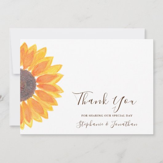 Rustige zonnebloem Hartelijk dank Bedankkaart (Voorkant)
