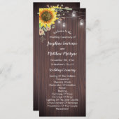 Rustige zonnebloem Hout Jar Lights Wedding Programma (Voorkant / Achterkant)