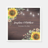 Rustige zonnebloem Hout Jar Lights Wedding Servet (Voorkant)