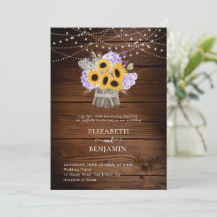Rustige zonnebloem Hydrangea Hood Floral Wedding Kaart