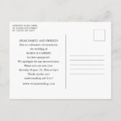 Rustige zonnebloem Landbruiloft Opslaan nieuwe dat Uitnodiging Briefkaart (Achterkant)