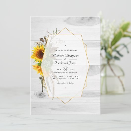 Rustige Zonnebloem Landelijke Barn QR Code RSVP We Kaart (Staand voorkant)