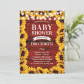 Rustige Zonnebloem Lijst Rode Barn Baby shower Kaart (Staand voorkant)