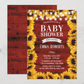 Rustige Zonnebloem Lijst Rode Barn Baby shower Kaart (Voorkant / Achterkant)