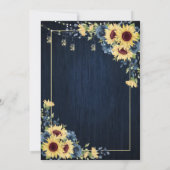 Rustige zonnebloem Navy Blue Wood Floral Wedding Kaart (Achterkant)