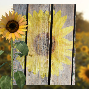 Rustige zonnebloem op hout planner