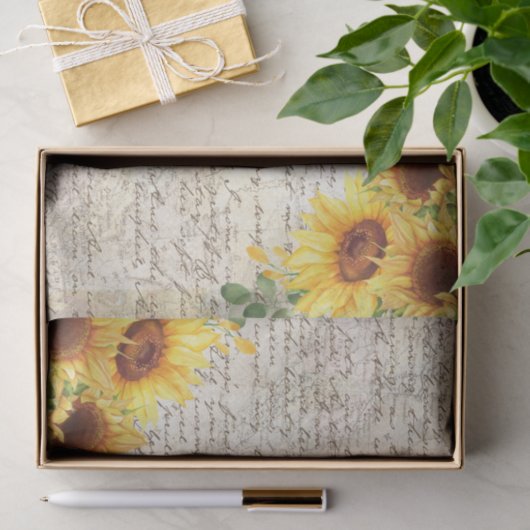  Rustige Zonnebloem Oude Decoupage Tissuepapier (Geschenk)