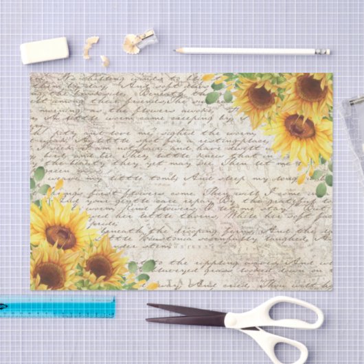  Rustige Zonnebloem Oude Decoupage Tissuepapier (Craft)