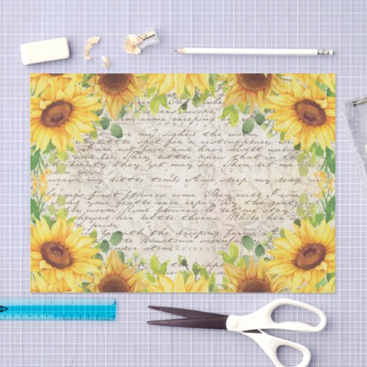 Rustige Zonnebloem Oude Decoupage Tissuepapier (Craft)