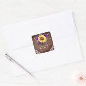 Rustige Zonnebloem Paars Roos Vall Weddenschap Vierkante Sticker (Envelop)