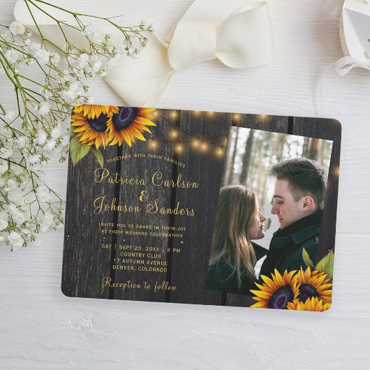 Rustige zonnebloem QR-codetoedbruiloft Kaart