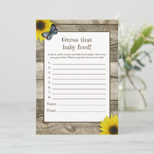 Rustige zonnebloem raadt dat Baby Baby shower Kaart (Staand voorkant)