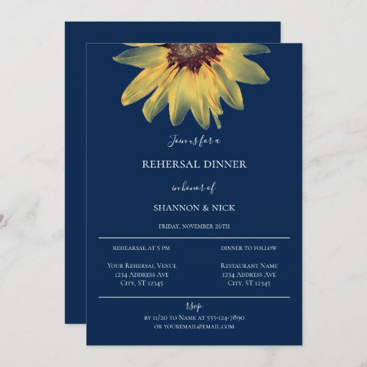 Rustige zonnebloem repetitie aankondiging (Voorkant / Achterkant)