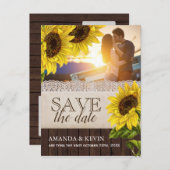 Rustige zonnebloem Sla de datum op Aankondigingskaart (Voorkant / Achterkant)