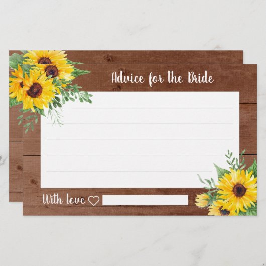 Rustige Zonnebloem Vrijgezellenfeest Advice Kaarte (Voorkant / Achterkant)