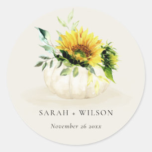 Rustige zonnebloem Waterverf bruiloft Ronde Sticker